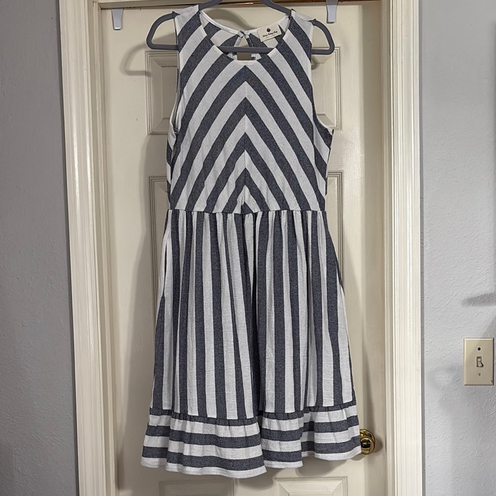 Black and White Fit and Flare Halter Dress